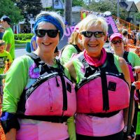 Two women with pink lifejackets