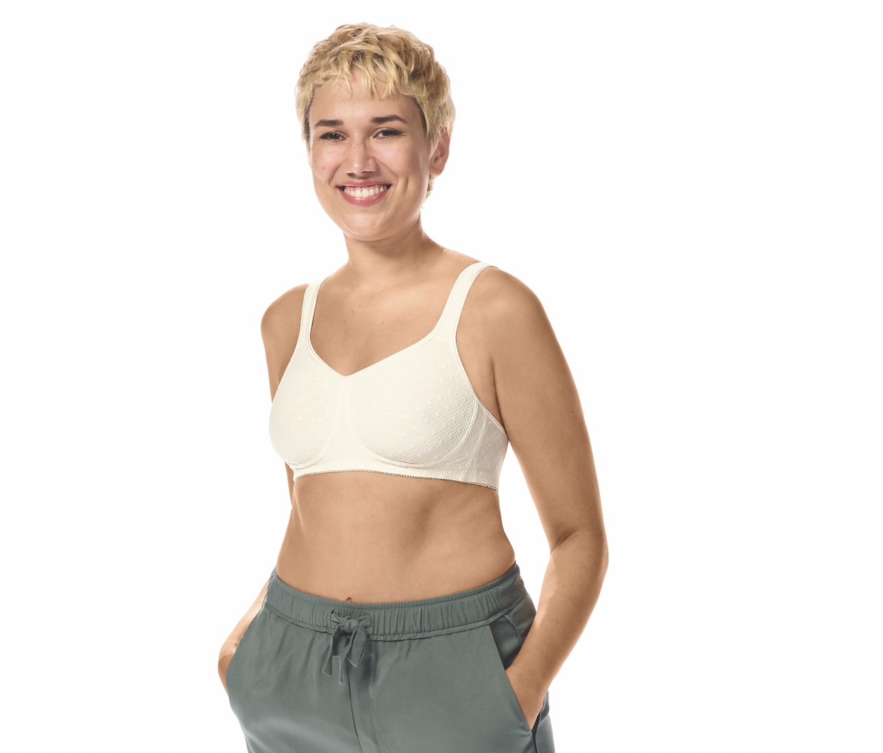 Mastectomy Bra Jacquard Soft Cup Size 40A White